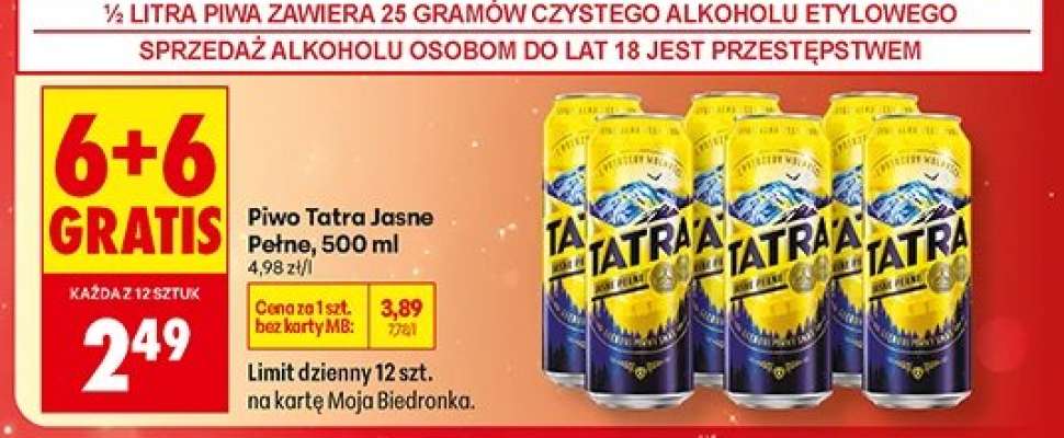 PIWO TATRA JASNE PEŁNE 500 ML
