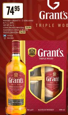 WHISKY GRANT'S + 2 SZKLANKI