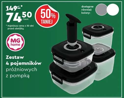 Zestaw 4 pojemników próżniowych z pompką