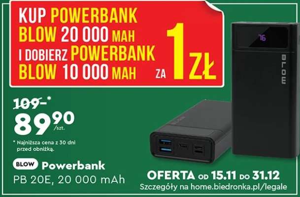 BLOW Powerbank PB 20E, 20 000 mAh