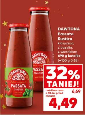 DAWTONA Passata Rustica klasyczna, z bazylią, z czosnkiem 690 g butelka