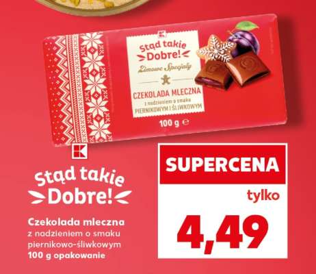 Czekolada mleczna z nadzieniem o smaku piernikowo-śliwkowym