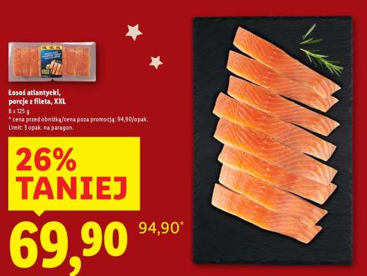 Łosoś atlantycki, porcje z fileta, XXL