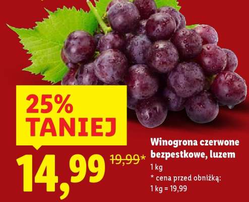 Winogrona czerwone bezpestkowe, luzem