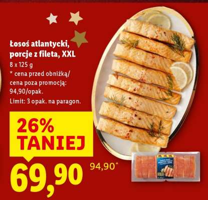 Łosoś atlantycki, porcje z fileta, XXL