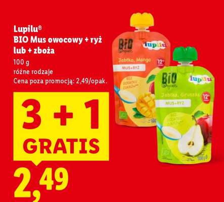 LUPILU BIO Mus owocowy + ryż lub + zboża