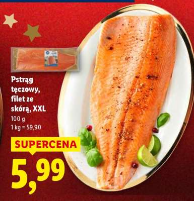 Pstrąg tęczowy, filet ze skórą, XXL