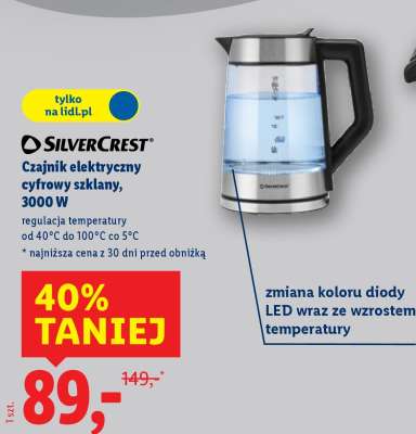 SilverCrest Czajnik elektryczny cyfrowy szklany, 3000 W