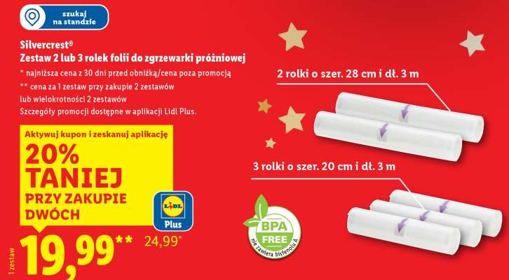 Silvercrest Zestaw 2 lub 3 rolek folii do zgrzewarki próżniowej