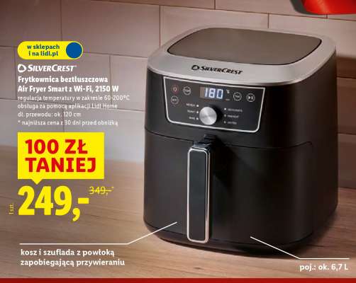 SilverCrest Frytkownica beztłuszczowa Air Fryer Smart z Wi-Fi, 2150 W