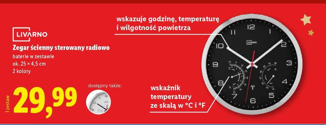 Zegar ścienny sterowany radiowo