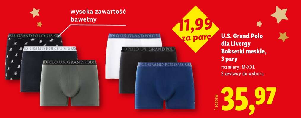 U.S. Grand Polo dla Livergy Bokserki męskie, 3 pary