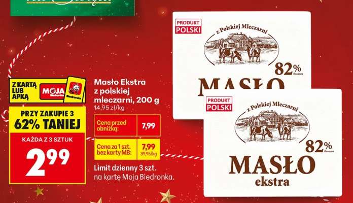 Masło Ekstra z polskiej mleczarni, 200 g