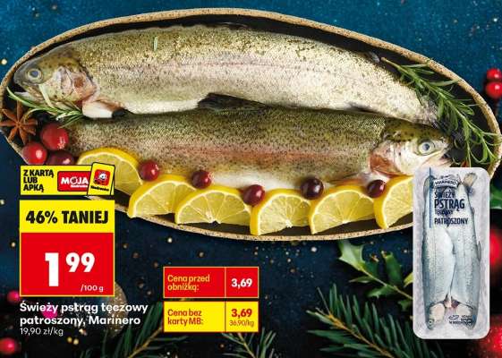 Świeży pstrąg tęczowy patroszony Marinero