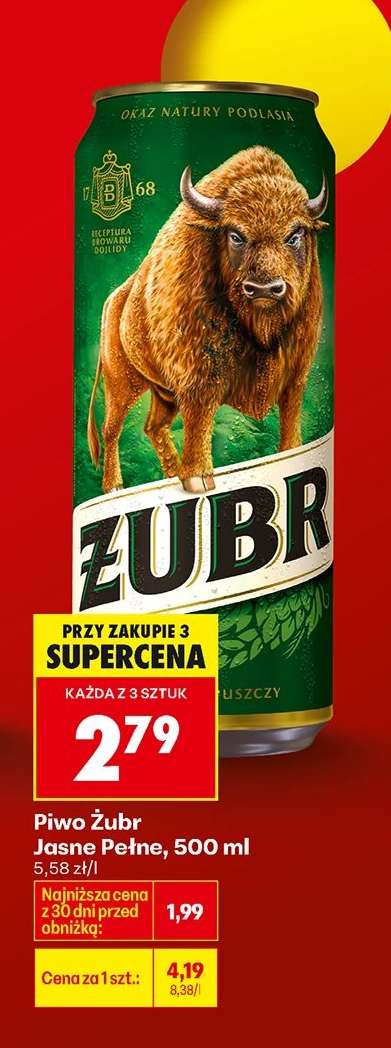 Piwo Żubr Jasne Pełne, 500 ml