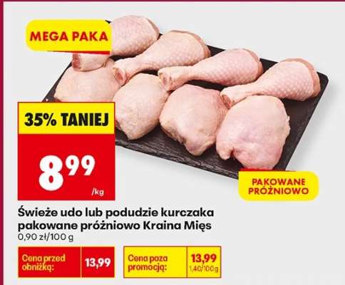 Świeże udo lub podudzie kurczaka pakowane próżniowo Kraina Mięs