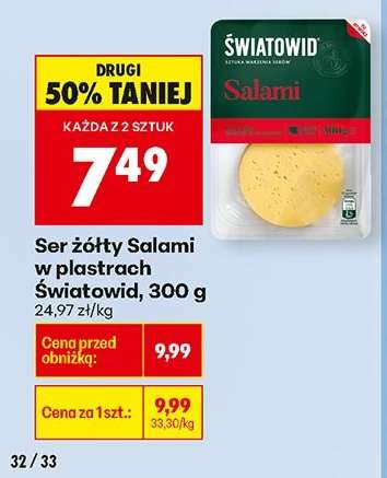 Ser żółty Salami w plastrach Światowid , 300 g