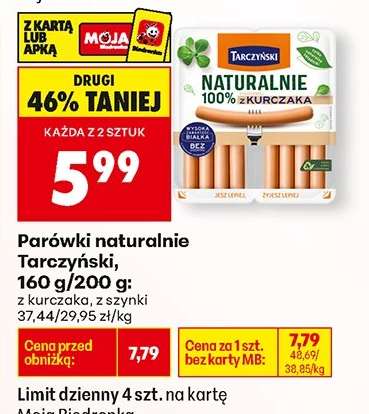 Parówki naturalnie Tarczyński, 160 g-200 g