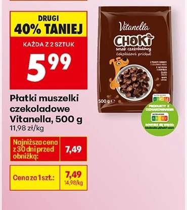 Płatki muszelki czekoladowe Vitanella, 500 g
