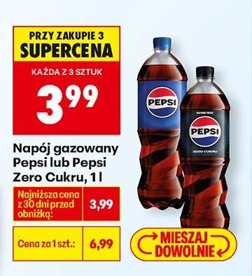 Napój gazowany Pepsi lub Pepsi Zero Cukru, 1l