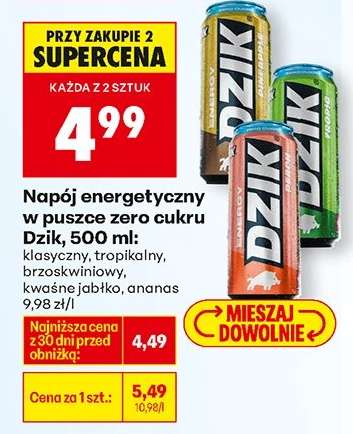 Napój energetyczny w puszce zero cukru Dzik, 500 ml
