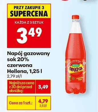 Napój gazowany sok 20% czerwona Hellena, 1,25 l