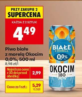 Piwo białe z morelą Okocim 0,0%, 500 ml