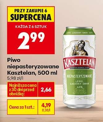 Piwo niepasteryzowane Kasztelan, 500 ml