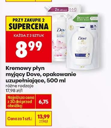 Kremowy płyn myjący Dove, opakowanie uzupełniające, 500 ml