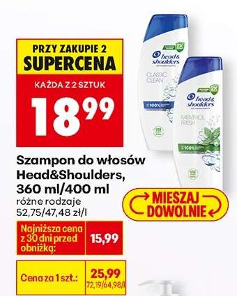 Szampon do włosów Head Shoulders 360 ml 400 ml