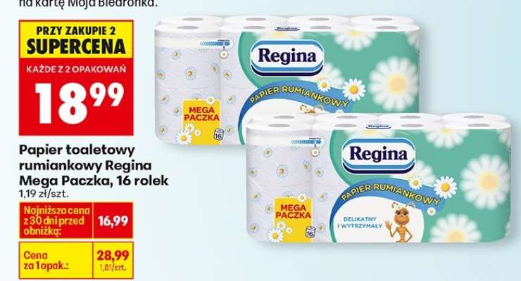 Papier toaletowy rumiankowy Regina Mega Paczka , 16 rolek