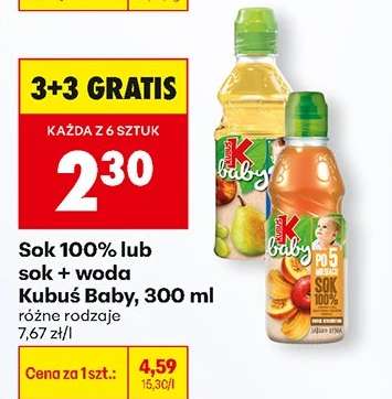 Sok 100% lub sok + woda Kubus Baby, 300 ml