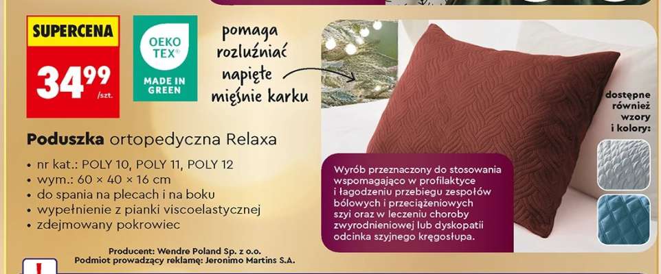 Poduszka ortopedyczna Relaxa