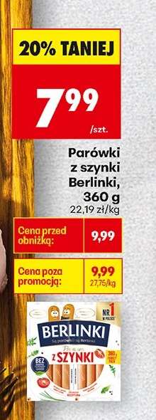 Parówki z szynki Berlinki, 360 g