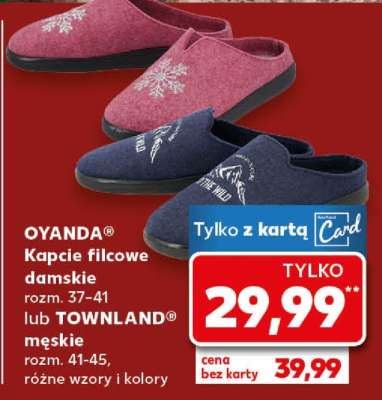 OYANDA® Kapcie filcowe damskie rozm. 37-41 lub TOWNLAND® męskie rozm. 41-45, różne wzory i kolory
