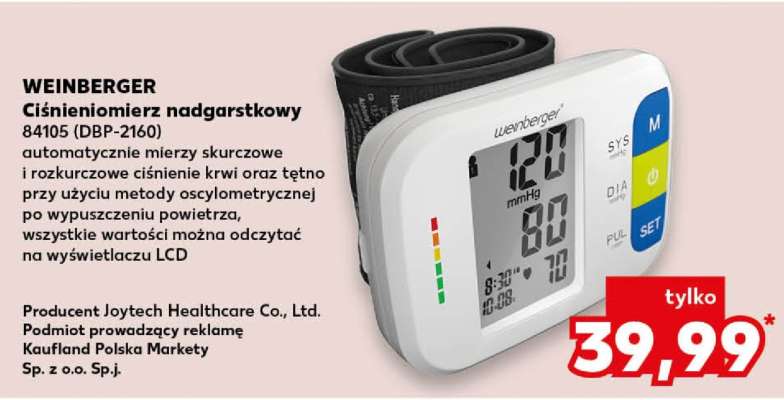 WEINBERGER Ciśnieniomierz nadgarstkowy 84105 (DBP-2160)