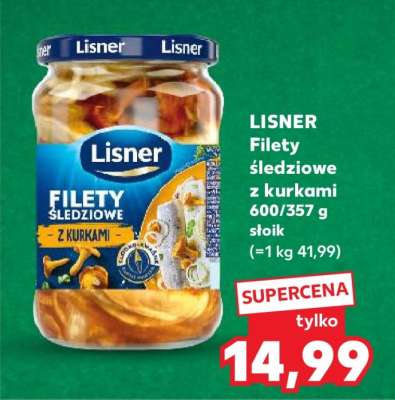 LISNER Filety śledziowe z kurkami 600/357 g słoik