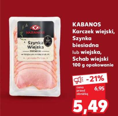 KABANOS Karczek wiejski, Szynka biesiadna lub wiejska, Schab wiejski 100 g opakowanie
