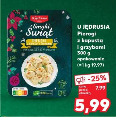 U JĘDRUSIA Pierogi z kapustą i grzybami 300 g opakowanie