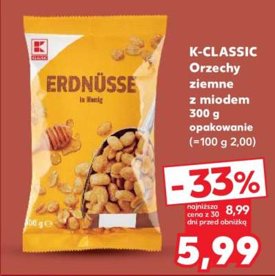 K-CLASSIC Orzechy ziemne z miodem 300 g opakowanie