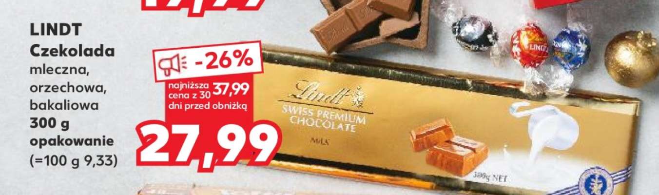 LINDT Czekolada mleczna, orzechowa, bakaliowa