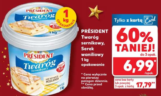 PRÉSIDENT Twaróg sernikowy, Serek waniliowy 1 kg opakowanie