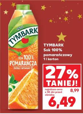 TYMBARK Sok 100% pomarańczowy 1l karton