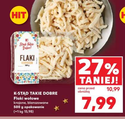 K-STĄD TAKIE DOBRE Flaki wołowe krojone, blanszowane 500 g opakowanie