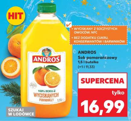 ANDROS Sok pomarańczowy 1,5 l butelka