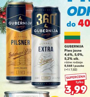 GUBERNIJA Piwo jasne 4,6%, 5,0%, 5,2% alk.
