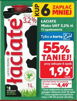 ŁACIATE Mleko UHT 3,2% tł. 1l opakowanie