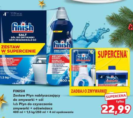 FINISH Zestaw Płyn nabłyszczający do zmywarki + Sól lub Płyn do czyszczenia zmywarki + Odświeżacz