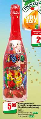 Napój gazowany o smaku truskawkowym Pinokio bezalkoholowy