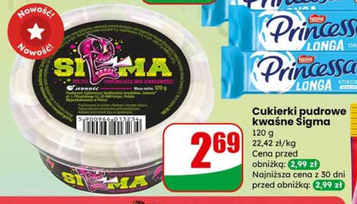 Cukierki pudrowe kwaśne Sigma